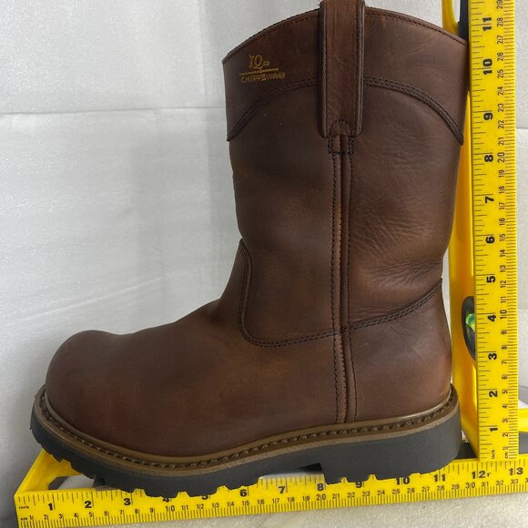 Chippewa Leather IQ Brown Steel Toe Engineer Biker Work Boots Men's 9.5 XW - Picture 11 of 12